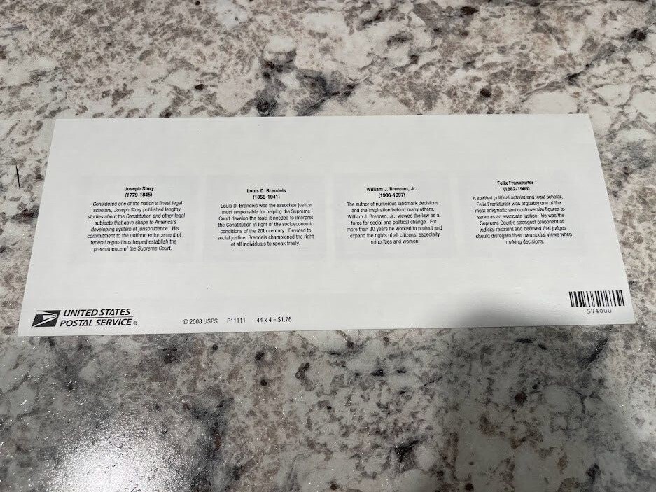 US Scott 4422 Justices Of The Supreme Court Sheet of Cents
