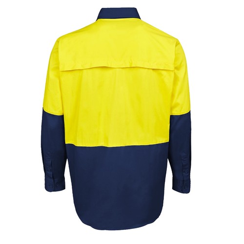 3x HI VIS SHIRTS SAFETY COTTON DRILL LONG SHORT SLEEVE Workwear Air Vents Orange - Picture 9 of 33