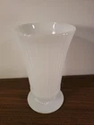 Vintage White Milk Glass Vase 7.5" Ribbed