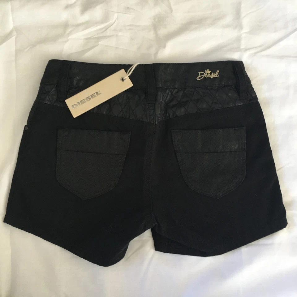 "Pantalones cortos negros diésel Prabagi para niñas de 8 años nuevos con etiquetas precio de venta sugerido por el fabricante £79 4xxs 22"" 23" Foto 3 de 4