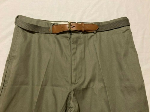 NWOT Duke Chinos Belted Flat Front Green Dress Pants men's Size 40 x 28 - 第 3/10 張圖片