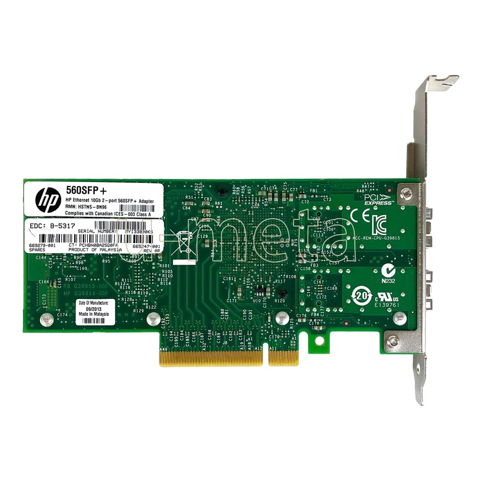 HP Intel 560SFP+ 10Gb/s 2-Port(s) SFP+ PCIe 2.0x8 NIC 669279-001 665274-001	 - Image 3 of 3