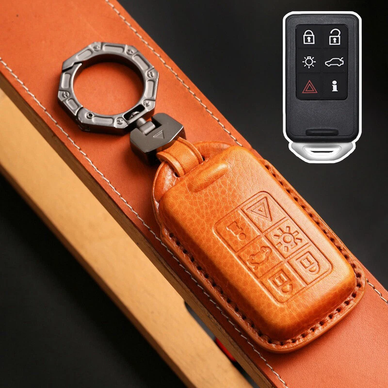 Genuine Leather Car Smart Key Fob Case Cover Bag For Volvo XC60 S60 S80 V70 XC70 Foto 4 de 4