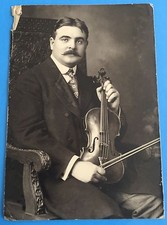  Original VIOLINIST Man Violin Musical Instrument 1920's Photograph Music
