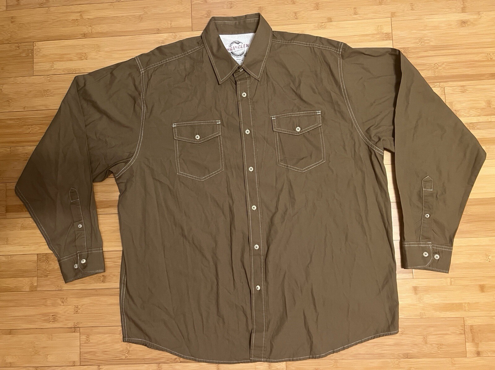 Wrangler Men's 100% Cotton classic Long Sleeve button-Up Shirt W/Pockets|Sz:2XL thumbnail 20