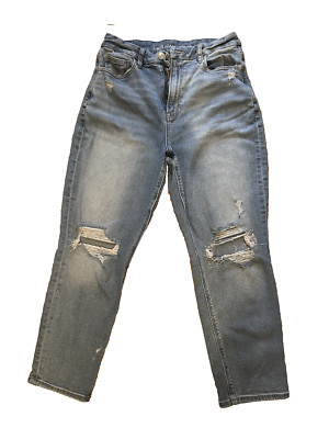 American Eagle AE Stretch Distressed Straight Light Wash Jeans Women s Size 8S
