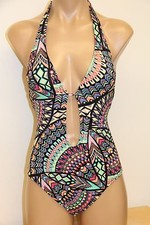 NWT Bar III Swimsuit Bikini One 1pc Size XS Multi Violet Halter