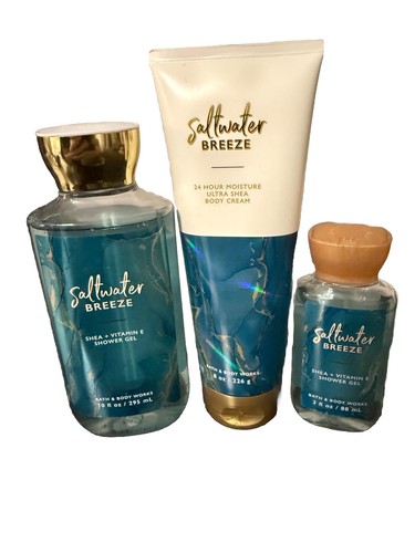 Bath and Body Works SALTWATER BREEZE Body Cream Shower Gel Lot of 3