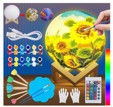 Paint Your Own Moon Lamp Kit Rechargeable, 3D Moon Night Light Arts and Craft