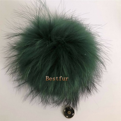 10 piezas/lote-15 cm/6" Bola de pompón de piel de mapache real con botón a presión sombrero gorro hágalo usted mismo - Imagen 30 de 63
