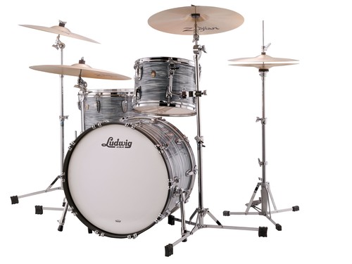 Ludwig Classic Maple Vintage Blue Oyster Downbeat 14x20_8x12_14x14 Drums Shells - Picture 2 of 3