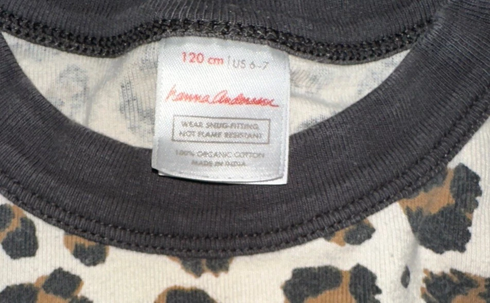 Conjunto de pijama Hanna Andersson estampado animal guepardo 100 % algodón orgánico niñas 6/7 Foto 2 de 3