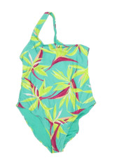 Old Navy Printed Asymmetrical One Shoulder Swimsuit Floral Teal Womens XL