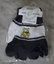 MIO Baby Gloves boys knit winter gloves NWT Teddy bear deep navy blue white