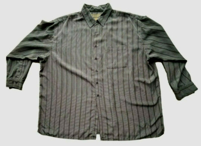 George Forman Mens Size 5X Big Black White Button Up Long Sleeve Pocket Shirt