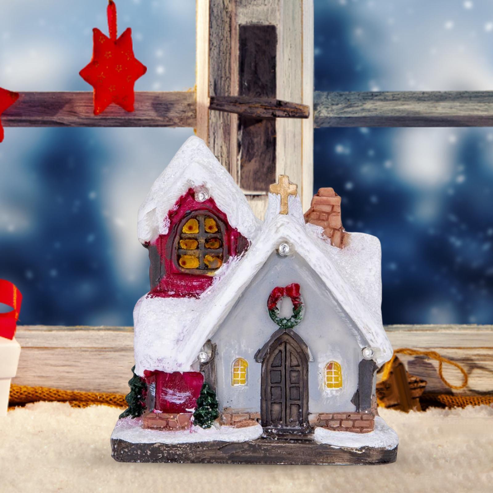 1/2/3 Resin Christmas Scene Snow House LED Village Set Desktop ...