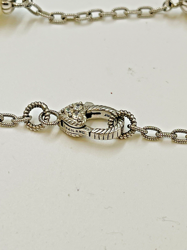 Judith Ripka Sterling Silver CZ Station Chain Necklace 18" - Picture 7 of 7