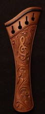 Handmade Carved Boxwood violin tailpiece 4/4 Harp Mod Treble Clef design 57