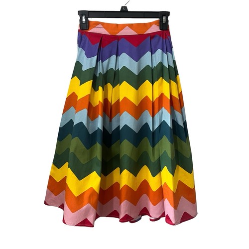 Collectif Marilu Rainbow Chevron Swing  Zigzag Knee Len Skirt Size XXS 2 1950s - Bild 1 von 11