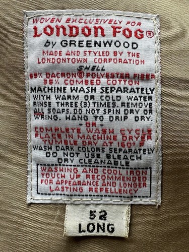 Vintage London Fog by Greenwood Woven Beige Double-Breasted Coat Size 52 L - Picture 11 of 14