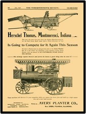 Vtg. Look 1898 Avery Planter CoNew Metal Sign: Yellow Fellow & Traction Engine