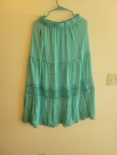 women's long maxi teal skirt