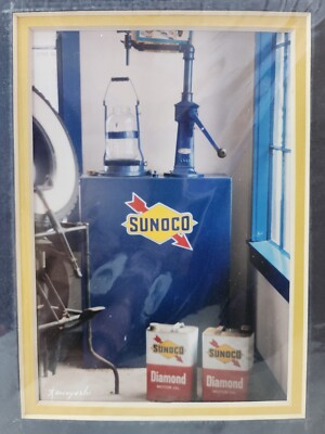 Sunoco Collectible Vintage Photograph Oil Tank Pump Restored 5 x 7