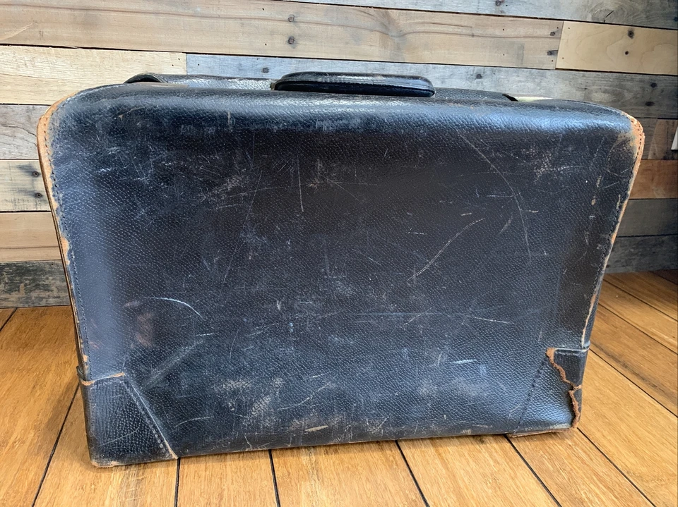 Винтажные антикварные ремни для чемоданов из черной кожи 1920-х годов для путешествий поездов чемоданов - Изображение 4 из 4