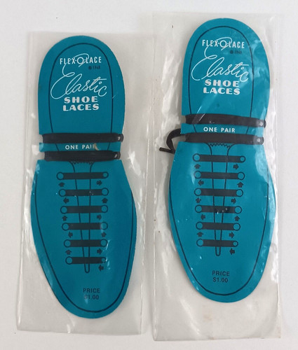 1948 Flex O Lace Elastic Vintage Shoe Laces NOS 2 Pair Cecil Corp Evanston IL