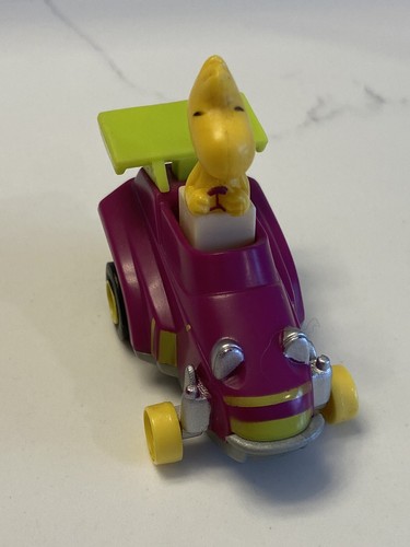 Vintage Woodstock Figure Car Peanuts Charlie Brown 1965 1972 Toy Purple Car - Picture 6 of 9