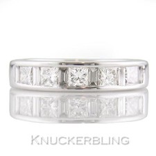 Image of Diamond Half Eternity Ring 1.10ct FVS Princess & Baguette Cut in 18ct White Gold