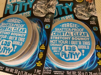 2 pc Ja-Ru 9577 Lab Putty Sculpting Glass Toy, Magic, Clear, 1.76 Oz Silly