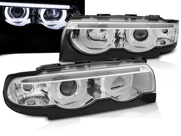 Scheinwerfer Paar BMW 7Er E38 94-01 Angel Eyes Led Chrom-image