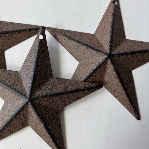 Set of 6 BROWN & BLACK BARN STAR STARS 5.5" PRIMITIVE COUNTRY DECOR CRAFT SUPPLY - Picture 7 of 11