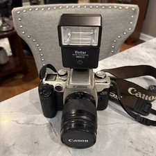 Package Canon EOS Elan IIE 35mm SLR Film Camera 35-80mm- Flash, Lens, Bag Incl.