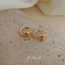 Crystal Huggie Hoop Double Layer Earrings Gold Women Jewellery UK