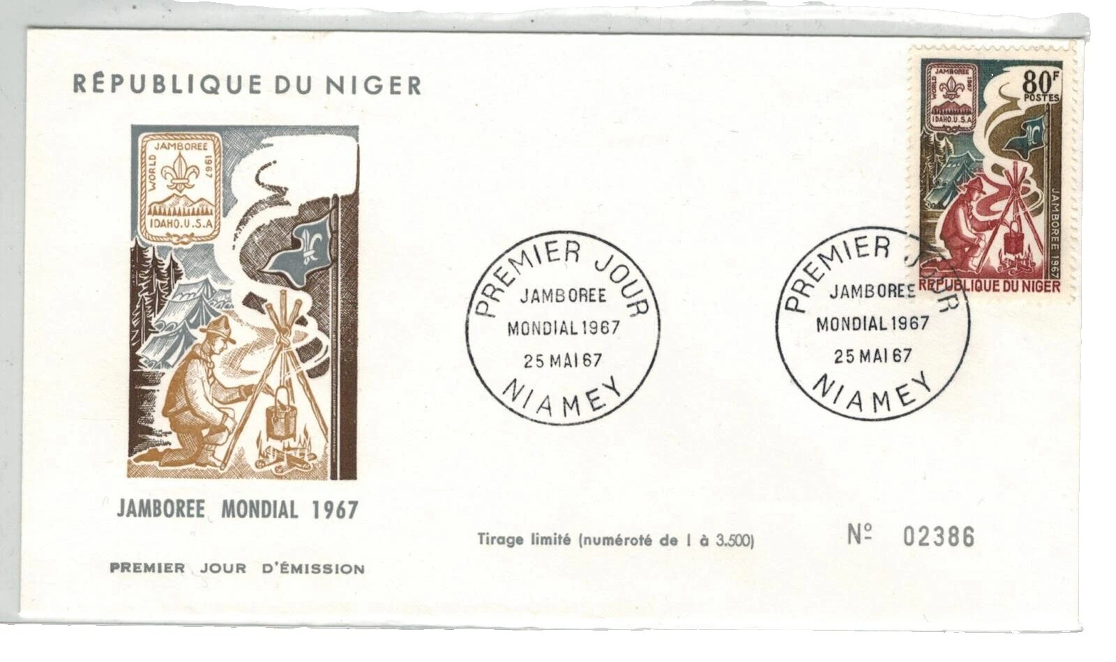 Nigerien First Day Cover Boy Scouts Postal Stamps