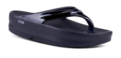 OOFOS OOmega OOlala Thong Black Sandal Womens Sizes M3/W5-M9/W11 NEW