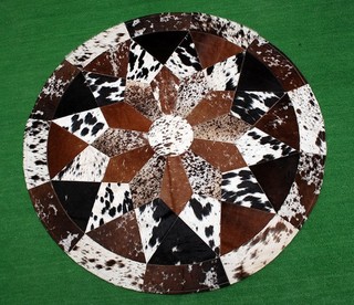 Tappeto patchwork rotondo in pelle di mucca fatto a mano tappeto in pelle di mucca (36"x36") arredamento casa 456