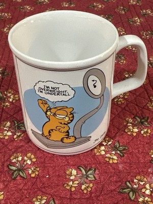 Vintage Garfield  I m Not Overweight, I m Under tall  Mug Jim Davis Enesco 10 Oz