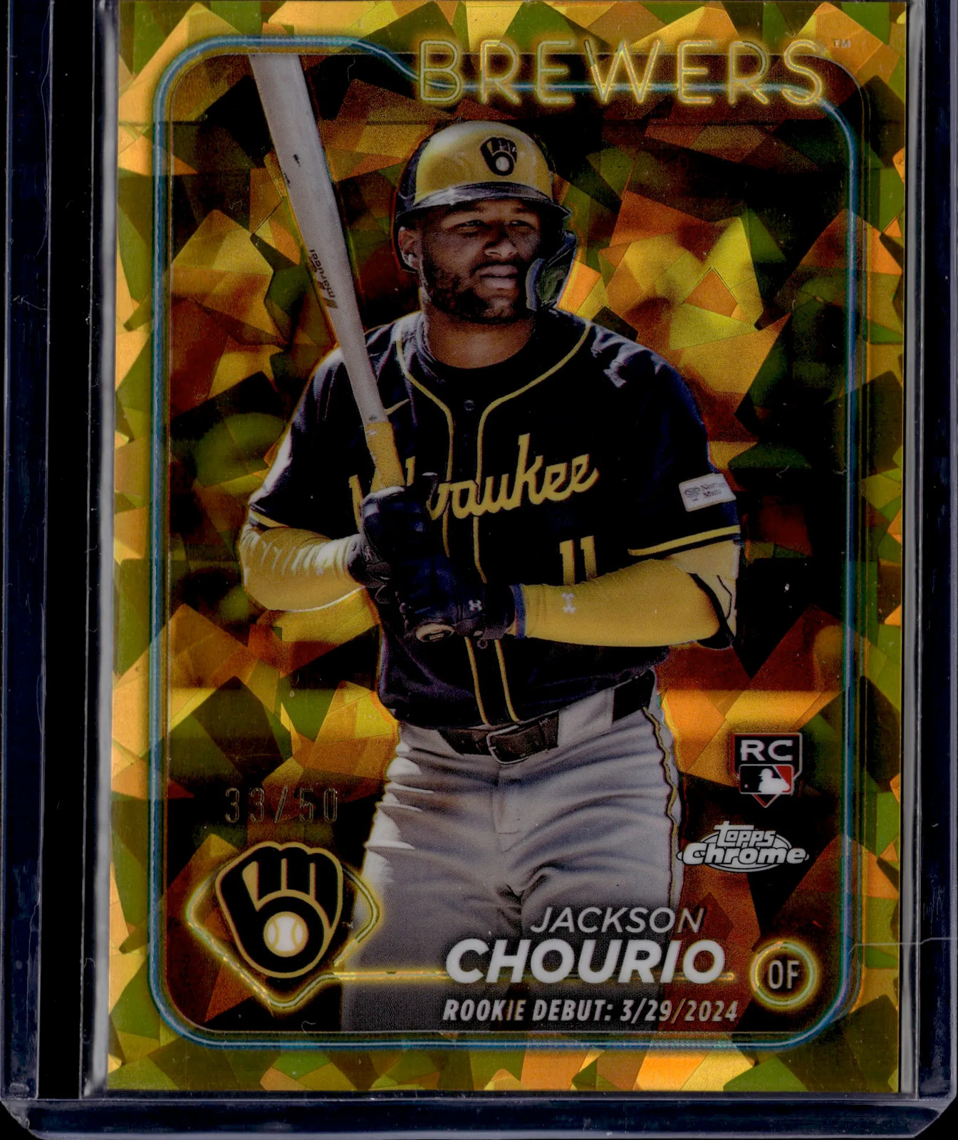 2024 Topps Chrome Sapphire Edition Update Jackson Chourio /50 #USCS155 Gold RC