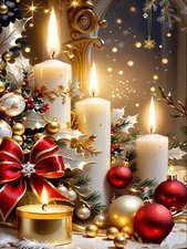 Christmas Candles Counted Cross Stitch Kits for Adults, Christmas Stamped Cross 