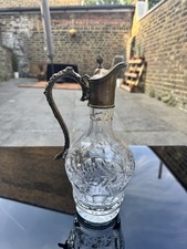 Claret Jug  With Silver Sterling  950 Handle Neck, Lid & Poure Victorian