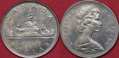 Almost Uncirculated 1968 Canada Small Island 1 Dollar