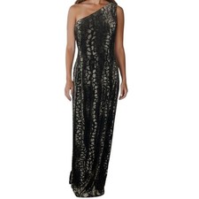 Adrianna Papell Evening Snake Print One Shoulder Long Dress Plus Sz 14 Cocktail