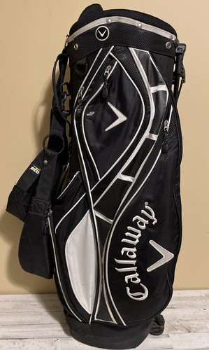 Callaway 7-Wege Golfbag Ständer Carry mit Izzo Gurt & 6 Taschen - Schwarz/Weiß