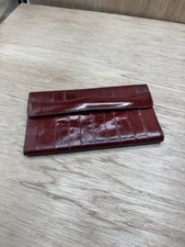 Vintage Eel Skin Wallet Reddish Burgundy Checkbook ID Zip Snap Closure 7x4