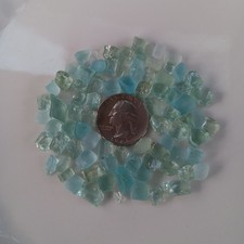 1 Oz Beach Glass Surf Tumbled Light Blue Cubes Small Crafting Jewelry