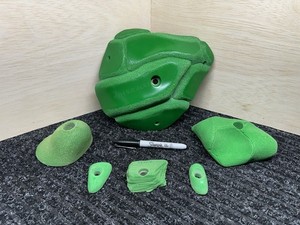 Set Of 6 Green Used Rock Climbing Holds. Please See Pictures.