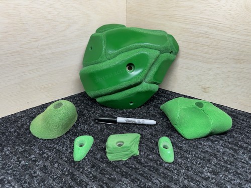 Set Of 6 Green Used Rock Climbing Holds. Please See Pictures.